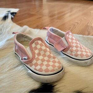 Vans Pink Checkered Toddler Slip On Shoes 5